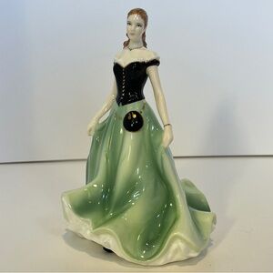 Royal Worcester Kelly LES PETITES Figurine Green Black Dress 2005 Bone China
